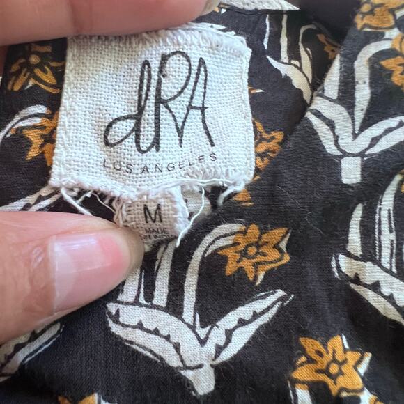 dRA Los Angeles Anthropologie Floral Black Gold layered Puff Sleeve Tops M Boho - Picture 5 of 7